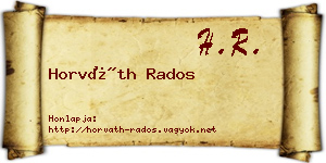 Horváth Rados névjegykártya